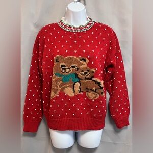 VINTAGE DEANS Women’s Bears HEART‎ Pullover Size Medium Multicolor